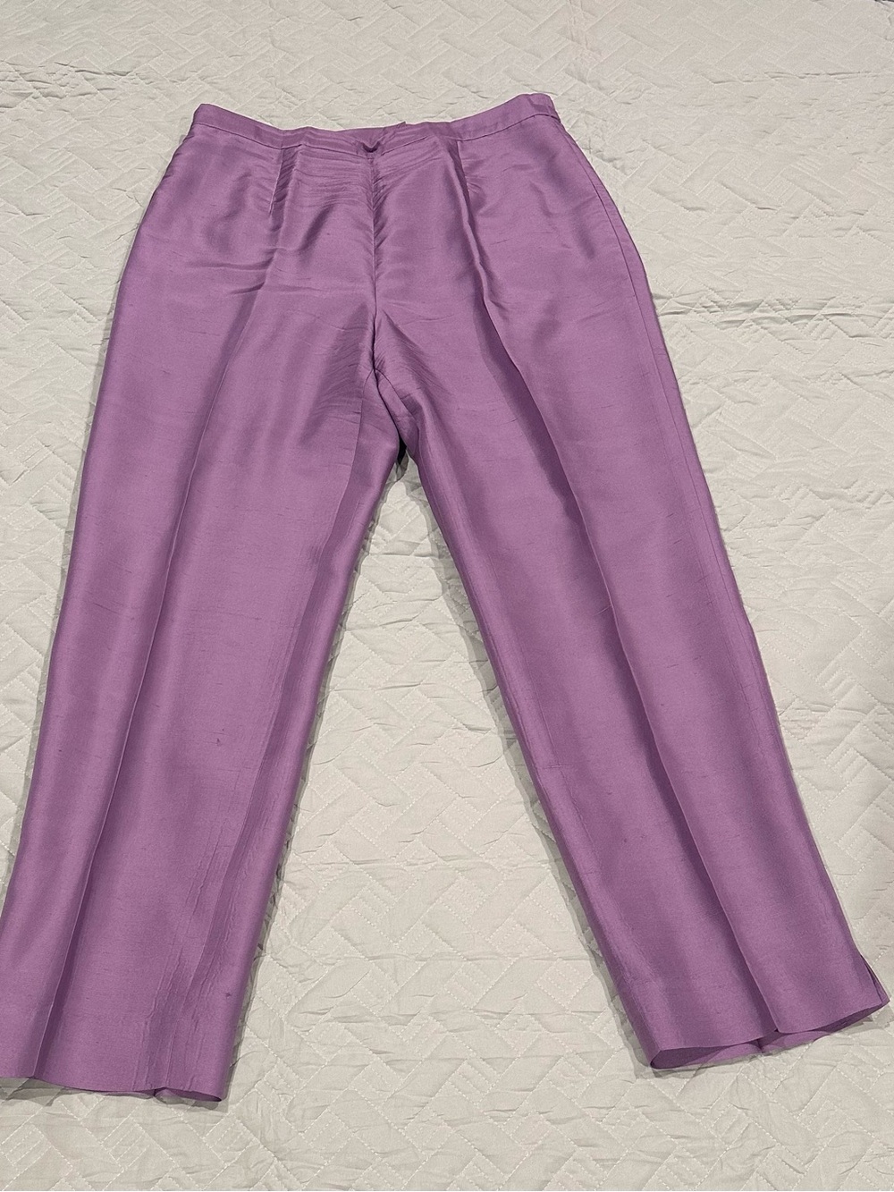 Papell Petites 2 Pc 100% Silk Pant Suit Set Size 10P Purple Striped Wrap Jacket - Picture 5 of 7